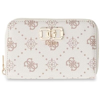 GUESS Portefeuille Emelie Logo SLG Zip Around Portefeuille Vanilla Logo Crème GUESS Portefeuille Emelie Logo SLG Zip Around Portefeuille Vanilla Logo Crème