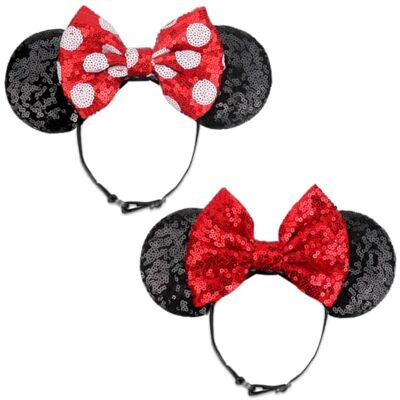 DRESHOW Minnie Oreilles Bandeaux Souris Oreilles Paillettes Arc Bandeaux Ajustable élastique Bandeau Paillettes Fête Décoration Costume Cosplay pour Femmes DRESHOW Minnie Oreilles Bandeaux Souris Oreilles Paillettes Arc Bandeaux Ajustable élastique Bandeau Paillettes Fête Décoration Costume Cosplay pour Femmes