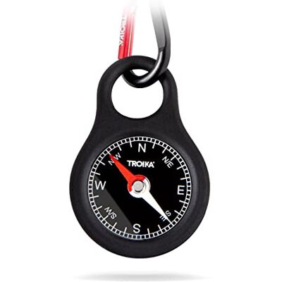 TROIKA COS10/BK Panneau de signalisation boussole avec boussole et mousqueton Noir PVC/acrylique/silicone Aluminium, Noir, 9,8cm, Moderne TROIKA COS10/BK Panneau de signalisation boussole avec boussole et mousqueton Noir PVC/acrylique/silicone Aluminium, Noir, 9,8cm, Moderne