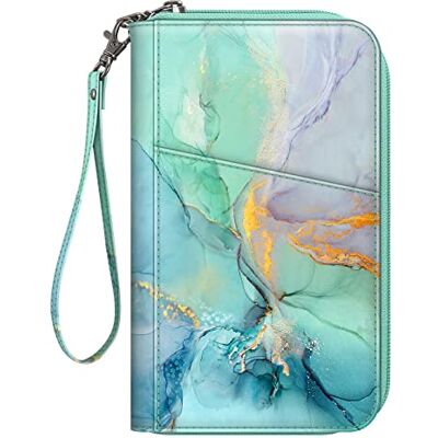 FINTIE Portefeuille de voyage pour la famille, blocage RFID, pochette pour passeports, cartes de visite, cartes de crédit, cartes d'embarquement, Marbre Z-émeraude, Décontracté Pochette Passeport Organisateur, Porte Carte avec Blocage RFID, Marbre Émera FINTIE Portefeuille de voyage pour la famille, blocage RFID, pochette pour passeports, cartes de visite, cartes de crédit, cartes d'embarquement, Marbre Z-émeraude, Décontracté Pochette Passeport Organisateur, Porte Carte avec Blocage RFID, Marbre Émera