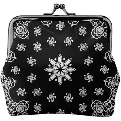 Hnnkloy Motif bandana cachemire noir, porte-monnaie en cuir PU, petit portefeuille, porte-monnaie avec fermeture baiser, petit porte-monnaie Hnnkloy Motif bandana cachemire noir, porte-monnaie en cuir PU, petit portefeuille, porte-monnaie avec fermeture baiser, petit porte-monnaie