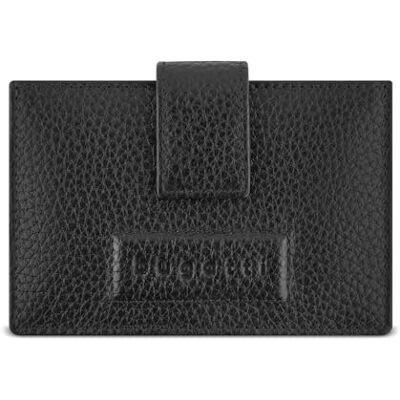 bugatti Porte-cartes ELSA en cuir de vache, étui à cartes dépliant noir S bugatti Porte-cartes ELSA en cuir de vache, étui à cartes dépliant noir S