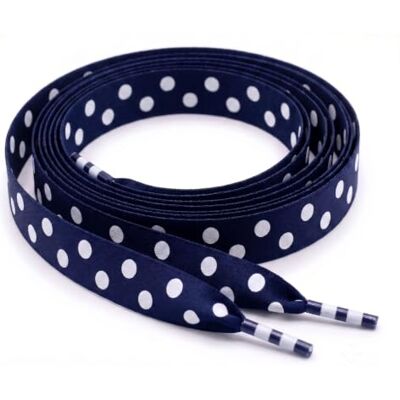 My Ribbon Laces Lacets plats en satin bleu marine à pois pour chaussures de sport, motif pois bleu marine, 120cm / 47 Inches My Ribbon Laces Lacets plats en satin bleu marine à pois pour chaussures de sport, motif pois bleu marine, 120cm / 47 Inches