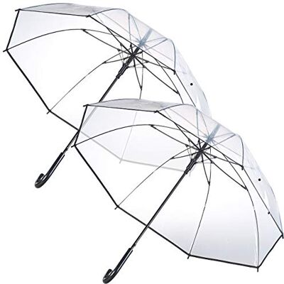 Carlo Milano Parapluie transparent : lot de 2 parapluies transparents en acier et fibre de verre, Ø 100 cm (parapluies transparents, parapluie, automatique) Carlo Milano Parapluie transparent : lot de 2 parapluies transparents en acier et fibre de verre, Ø 100 cm (parapluies transparents, parapluie, automatique)
