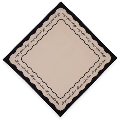 Fisura – Foulard femme original « All You Need Is Love » beige et noir, bandana carré 70 x 70 cm, accessoire mode multifonction pour cou, cheveux ou sac, idée cadeau femme Fisura – Foulard femme original « All You Need Is Love » beige et noir, bandana carré 70 x 70 cm, accessoire mode multifonction pour cou, cheveux ou sac, idée cadeau femme