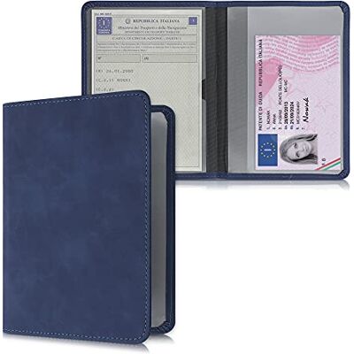 kwmobile Porte permis de conduire carte grise avec compartiments cartes passeport Étui portefeuille de protection en simili nubuck bleu foncé kwmobile Porte permis de conduire carte grise avec compartiments cartes passeport Étui portefeuille de protection en simili nubuck bleu foncé