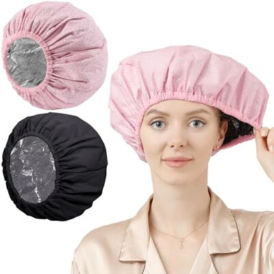 JYSNOW 2 Pièce Bonnet de Douche Femme, Réglables et Double Couche Imperméable, Bonnet Chauffant étanche en EVA pour Spa Dans Les Salons de Coiffur, Convient aux Femmes et Aux Filles(Rose Noir) JYSNOW 2 Pièce Bonnet de Douche Femme, Réglables et Double Couche Imperméable, Bonnet Chauffant étanche en EVA pour Spa Dans Les Salons de Coiffur, Convient aux Femmes et Aux Filles(Rose Noir)