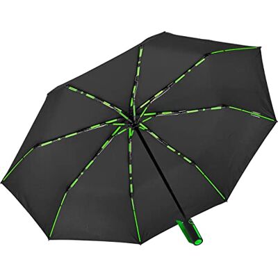 iX-brella Parapluie de poche BIG en fibre de verre de 104 cm avec double rayons colorés, Noir/vert, 104 cm, Parapluie de poche automatique iX-brella Parapluie de poche BIG en fibre de verre de 104 cm avec double rayons colorés, Noir/vert, 104 cm, Parapluie de poche automatique