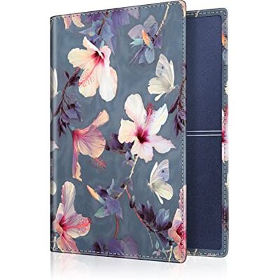 FINTIE Étui pour carte grise de véhicule et identité Étui ultra fin et léger en cuir synthétique, Hibiscus FINTIE Étui pour carte grise de véhicule et identité Étui ultra fin et léger en cuir synthétique, Hibiscus