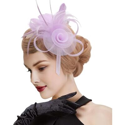 DRESHOW Fascinator Chapeau avec Fleurs en Maille et Plumes Wedding Headband pour Fête, Mariage, Cocktail Pour Femme et Fille taille unique DRESHOW Fascinator Chapeau avec Fleurs en Maille et Plumes Wedding Headband pour Fête, Mariage, Cocktail Pour Femme et Fille taille unique