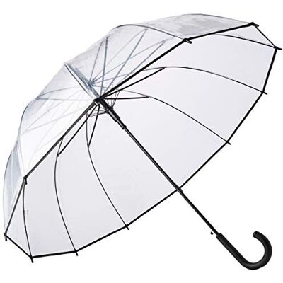 SMATI Grand Parapluie Long Transparent Résistant au Vent ; 12 baleines ; Diamètre=102cm ; Ouverture automatique ; Parapluie mixte ; Couleur liseré NOIR SMATI Grand Parapluie Long Transparent Résistant au Vent ; 12 baleines ; Diamètre=102cm ; Ouverture automatique ; Parapluie mixte ; Couleur liseré NOIR