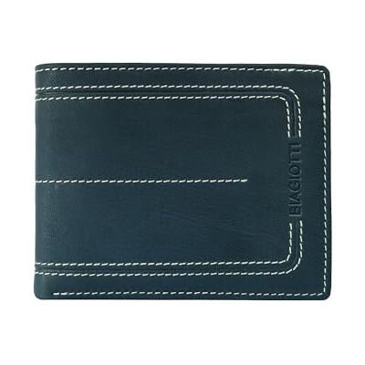 Laura Biagiotti BIAGIOTTI Homme Portefeuille en cuir véritable avec porte-monnaie et boîte cadeau, Bleu 766-03 sans fenêtre Laura Biagiotti BIAGIOTTI Homme Portefeuille en cuir véritable avec porte-monnaie et boîte cadeau, Bleu 766-03 sans fenêtre