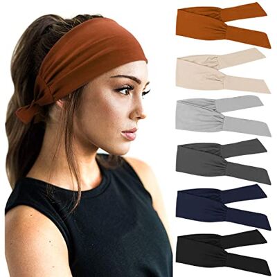 DRESHOW 6 Pièces Bandeau Cheveux pour Femme Yoga Courir Bandeaux Sport Entraînement Bandeaux Mignon Accessoire, Taille unique, 6 Pack Solid color Set-D14 DRESHOW 6 Pièces Bandeau Cheveux pour Femme Yoga Courir Bandeaux Sport Entraînement Bandeaux Mignon Accessoire, Taille unique, 6 Pack Solid color Set-D14