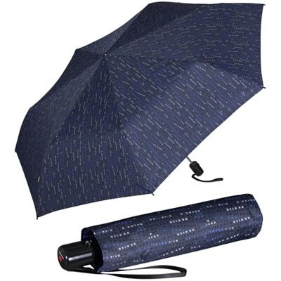 Knirps Parapluie de poche Slim Duomatic avec ouverture et fermeture automatique, Bleu domino, 90 cm, géométrique Knirps Parapluie de poche Slim Duomatic avec ouverture et fermeture automatique, Bleu domino, 90 cm, géométrique