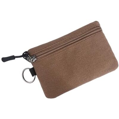 HKABCXT Lot de 2 petits porte-monnaie en toile avec fermeture éclair et porte-clés pour femmes et hommes, Marron, Talla única, One Style HKABCXT Lot de 2 petits porte-monnaie en toile avec fermeture éclair et porte-clés pour femmes et hommes, Marron, Talla única, One Style