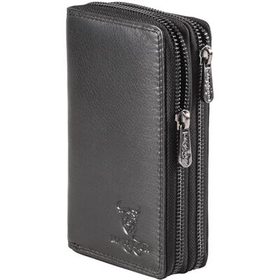 MATADOR #Madrid Portefeuille en cuir pour femme avec boîte cadeau élégante, portefeuille élégant avec bloqueur RFID, portefeuille de luxe pour femme, nombreux compartiments pour cartes, Nappa noir MATADOR #Madrid Portefeuille en cuir pour femme avec boîte cadeau élégante, portefeuille élégant avec bloqueur RFID, portefeuille de luxe pour femme, nombreux compartiments pour cartes, Nappa noir