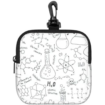 Poadnly Sac de rangement carré à fermeture éclair Imprimé chimie Noir et blanc Porte-monnaie en néoprène Petit portefeuille Pochette à monnaie Poadnly Sac de rangement carré à fermeture éclair Imprimé chimie Noir et blanc Porte-monnaie en néoprène Petit portefeuille Pochette à monnaie