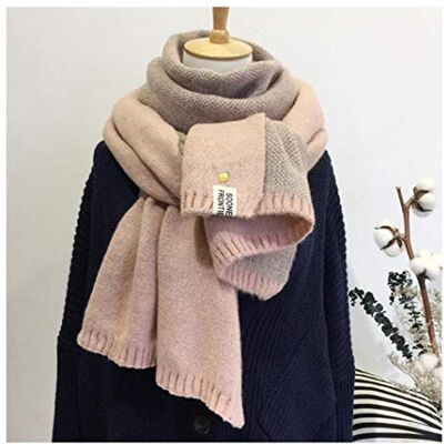 UKKD Écharpe Femme Écharpe Mignon Hiver Laine Tricotée Écharpe Chaude Douce Double Visage Foulards en Coton pour Femmes Hommes, Gris Clair UKKD Écharpe Femme Écharpe Mignon Hiver Laine Tricotée Écharpe Chaude Douce Double Visage Foulards en Coton pour Femmes Hommes, Gris Clair