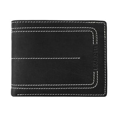 Laura Biagiotti BIAGIOTTI Homme Portefeuille en cuir véritable avec porte-monnaie et boîte cadeau, Noir 766-03 sans fenêtre, Classique Laura Biagiotti BIAGIOTTI Homme Portefeuille en cuir véritable avec porte-monnaie et boîte cadeau, Noir 766-03 sans fenêtre, Classique
