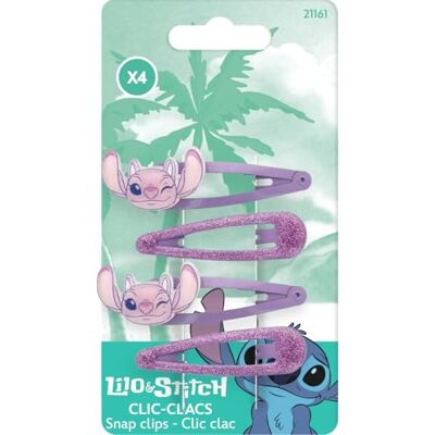 Disney Stitch Lot de 4 Pinces à Cheveux Clic Clacs Angel Rose & Violet Coiffure Facile Tous Types de Cheveux Produit Officiel Disney Stitch Lot de 4 Pinces à Cheveux Clic Clacs Angel Rose & Violet Coiffure Facile Tous Types de Cheveux Produit Officiel