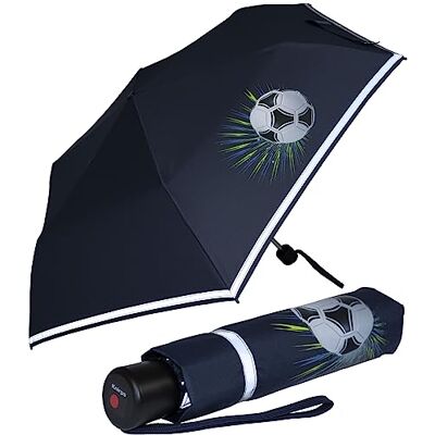 Knirps Parapluie de poche 4Kids Reflective pour enfant avec bordure réfléchissante, Goal White, 90 cm Knirps Parapluie de poche 4Kids Reflective pour enfant avec bordure réfléchissante, Goal White, 90 cm