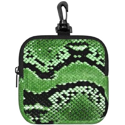 Poadnly Sac de rangement carré à fermeture éclair en néoprène avec imprimé peau de serpent verte, petit portefeuille, pochette à monnaie, porte-monnaie Poadnly Sac de rangement carré à fermeture éclair en néoprène avec imprimé peau de serpent verte, petit portefeuille, pochette à monnaie, porte-monnaie