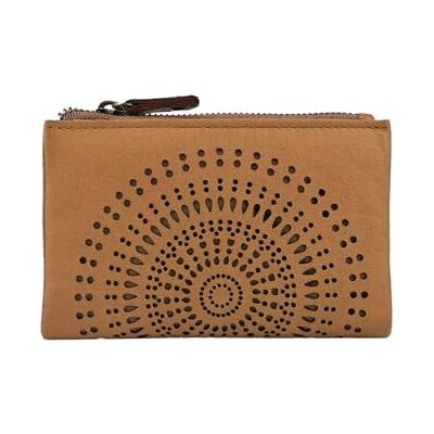 Laura Biagiotti Portefeuille Femme Petit en Cuir Véritable Perforé, Porte-cartes et Porte-monnaie Zippé, Marron Cognac Laura Biagiotti Portefeuille Femme Petit en Cuir Véritable Perforé, Porte-cartes et Porte-monnaie Zippé, Marron Cognac