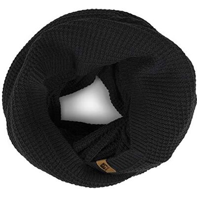 HEYO H16025 Écharpe ronde d'hiver pour homme Écharpe tube tricotée douce Écharpe chaude, Noir , taille unique HEYO H16025 Écharpe ronde d'hiver pour homme Écharpe tube tricotée douce Écharpe chaude, Noir , taille unique