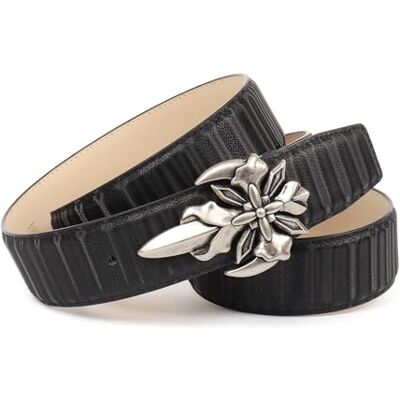 Crown Ceinture en cuir unisexe de 35 mm de large, modèle 1GS3803D10, Noir, 95 Crown Ceinture en cuir unisexe de 35 mm de large, modèle 1GS3803D10, Noir, 95