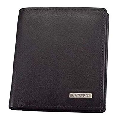 ALASSIO Mini portefeuille en cuir véritable avec emblème métallique intérieur en carbone Noir 10 cm ALASSIO Mini portefeuille en cuir véritable avec emblème métallique intérieur en carbone Noir 10 cm