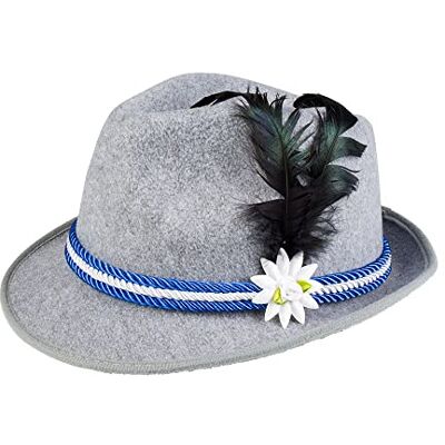 Boland Chapeau de fête folklorique en feutre avec rubans et fleur, bayer, bayerine, chapeau tyrolien, accessoire, costume, carnaval, fête à thème Boland Chapeau de fête folklorique en feutre avec rubans et fleur, bayer, bayerine, chapeau tyrolien, accessoire, costume, carnaval, fête à thème