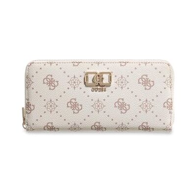 GUESS Grand portefeuille zippé pour femme avec logo PU Emelie imprimé vanille GUESS Grand portefeuille zippé pour femme avec logo PU Emelie imprimé vanille