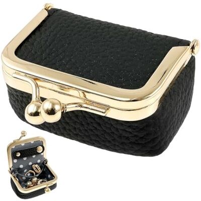 ZYAGH Boîte à bijoux de voyage portable en cuir vintage avec mini boîte à bijoux avec porte-monnaie avec fermeture à baiser pour bracelets, colliers et boucles d'oreilles, Noir , 6x4x5cm, One Style ZYAGH Boîte à bijoux de voyage portable en cuir vintage avec mini boîte à bijoux avec porte-monnaie avec fermeture à baiser pour bracelets, colliers et boucles d'oreilles, Noir , 6x4x5cm, One Style