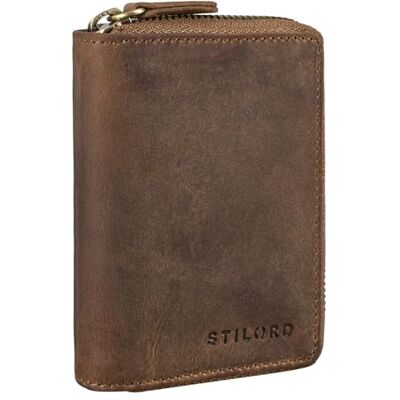 STILORD "Kelsie" Pochette Porte Clef Cuir 3-en-1 Porte-clés Mini Porte-Monnaie et Porte-Cartes en Cuir Vintage Couleur:marron moyen STILORD "Kelsie" Pochette Porte Clef Cuir 3-en-1 Porte-clés Mini Porte-Monnaie et Porte-Cartes en Cuir Vintage Couleur:marron moyen