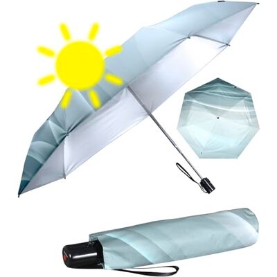 Knirps Parapluie de poche Slim Duomatic avec ouverture et fermeture automatique, Wave Grey Silver Heatshield Protection UV et chaleur, 90 cm Knirps Parapluie de poche Slim Duomatic avec ouverture et fermeture automatique, Wave Grey Silver Heatshield Protection UV et chaleur, 90 cm