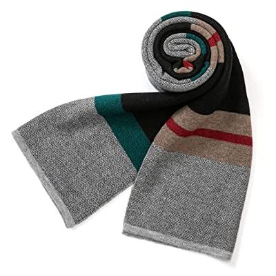 Villand Écharpe en tricot pour homme en laine mérinos australienne Tartan à carreaux chauds d'hiver doux et épais avec boîte cadeau, 180 × 30 cm, Tartan bleu et vert gris Villand Écharpe en tricot pour homme en laine mérinos australienne Tartan à carreaux chauds d'hiver doux et épais avec boîte cadeau, 180 × 30 cm, Tartan bleu et vert gris