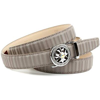 Crown Ledergürtel Ceinture, Gris, 55 Femme Crown Ledergürtel Ceinture, Gris, 55 Femme