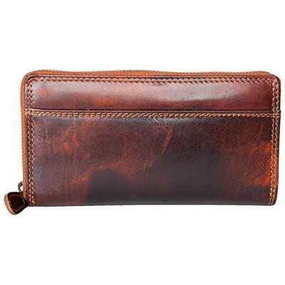 Bull Burry RFID Portefeuille Femme Marron en Cuir Solide de Vachette véritable avec Poche pour téléphone avec Une Fermeture éclair métallique Circulaire Bull Burry RFID Portefeuille Femme Marron en Cuir Solide de Vachette véritable avec Poche pour téléphone avec Une Fermeture éclair métallique Circulaire