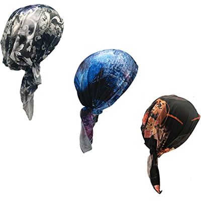 Qovelly Chemo Foulard 3 bonnets enveloppants, couvre-crâne pour femmes (Set6-Long Style), taille unique Qovelly Chemo Foulard 3 bonnets enveloppants, couvre-crâne pour femmes (Set6-Long Style), taille unique