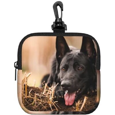 Poadnly Sac de rangement carré en néoprène avec fermeture éclair Motif berger allemand Petit portefeuille Pochette à monnaie Noir Poadnly Sac de rangement carré en néoprène avec fermeture éclair Motif berger allemand Petit portefeuille Pochette à monnaie Noir