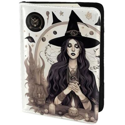 YQxwJL Magic Witchcraft Étui de passeport en cuir avec motif bohème pour homme et femme, noir, One Size YQxwJL Magic Witchcraft Étui de passeport en cuir avec motif bohème pour homme et femme, noir, One Size