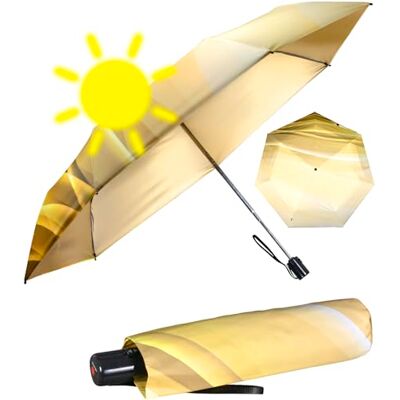 Knirps Parapluie de poche Slim Duomatic avec ouverture et fermeture automatique, Wave Gold Gold Heatshield Protection UV et chaleur, 90 cm Knirps Parapluie de poche Slim Duomatic avec ouverture et fermeture automatique, Wave Gold Gold Heatshield Protection UV et chaleur, 90 cm