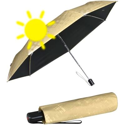 Knirps Parapluie de poche Slim Duomatic avec ouverture et fermeture automatique, Luxury Gold Black Heatshield Protection UV et chaleur, 90 cm Knirps Parapluie de poche Slim Duomatic avec ouverture et fermeture automatique, Luxury Gold Black Heatshield Protection UV et chaleur, 90 cm
