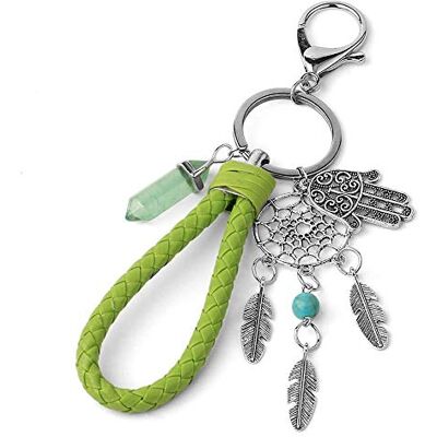 LZHLMCL Porte Clés Pour Les Filles Dreamcatcher Porte Clés Pierre Naturelle Main Verte Plume Gland Charmes Corde Tressée Longue Porte Clés Décor, Vert, Taille unique, Moderne LZHLMCL Porte Clés Pour Les Filles Dreamcatcher Porte Clés Pierre Naturelle Main Verte Plume Gland Charmes Corde Tressée Longue Porte Clés Décor, Vert, Taille unique, Moderne