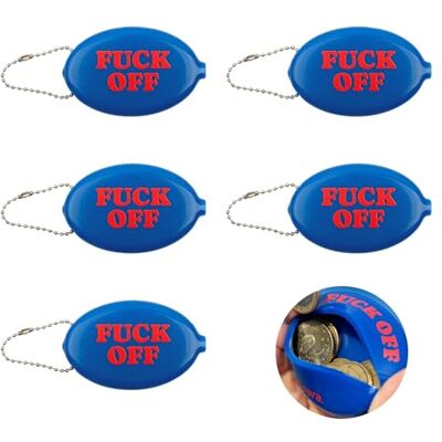 Fisura – Porte-monnaie ovale en gomme “F*ck off” bleu foncé. Style rétro avec chaîne, mini portefeuille de poche unisexe, idée cadeau originale. 5 unités. Fisura – Porte-monnaie ovale en gomme “F*ck off” bleu foncé. Style rétro avec chaîne, mini portefeuille de poche unisexe, idée cadeau originale. 5 unités.