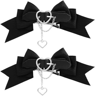 JewelryWe Pince à cheveux gothique Lolita noire avec nœud papillon punk pour femme, accessoires de coiffe pour Halloween, cosplay, fête JewelryWe Pince à cheveux gothique Lolita noire avec nœud papillon punk pour femme, accessoires de coiffe pour Halloween, cosplay, fête