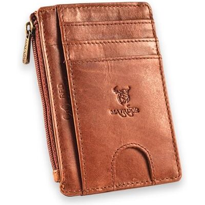 MATADOR Montréal Portefeuille ultra fin avec grand compartiment zippé En cuir fin et plat Pour homme et femme Protection RFID Étui pour cartes de crédit Avec boîte cadeau, marron Konjak MATADOR Montréal Portefeuille ultra fin avec grand compartiment zippé En cuir fin et plat Pour homme et femme Protection RFID Étui pour cartes de crédit Avec boîte cadeau, marron Konjak