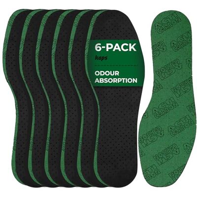 Kaps Active Carbon Semelles de Rechange au Charbon Actif, Paquet de 6 Paires de Semelles Confortables pour Homme et Femme, Semelle Unisexe pour Utilisation Quotidienne avec Technologie Anti Odeur Kaps Active Carbon Semelles de Rechange au Charbon Actif, Paquet de 6 Paires de Semelles Confortables pour Homme et Femme, Semelle Unisexe pour Utilisation Quotidienne avec Technologie Anti Odeur