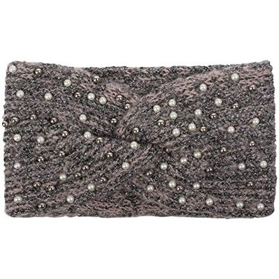 styleBREAKER Ladies Knit Browband avec perles, fil métallique et chignon torsadé, bandeau chaud d'hiver, bandeau 04026029, Vieux rose-noir, taille unique styleBREAKER Ladies Knit Browband avec perles, fil métallique et chignon torsadé, bandeau chaud d'hiver, bandeau 04026029, Vieux rose-noir, taille unique