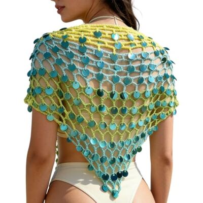 Uqezagpa Élégant châle de plage réversible à paillettes pour danse du ventre Jupe enveloppante pour maillots de bain Écharpe pour festivals de musique bidirectionnelle Uqezagpa Élégant châle de plage réversible à paillettes pour danse du ventre Jupe enveloppante pour maillots de bain Écharpe pour festivals de musique bidirectionnelle